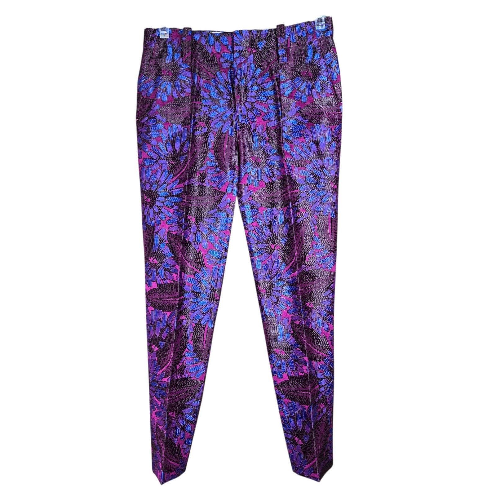 J Crew Pants Womens 2 Midnight Floral Purple Blue Jacquard Artsy Statement Dress